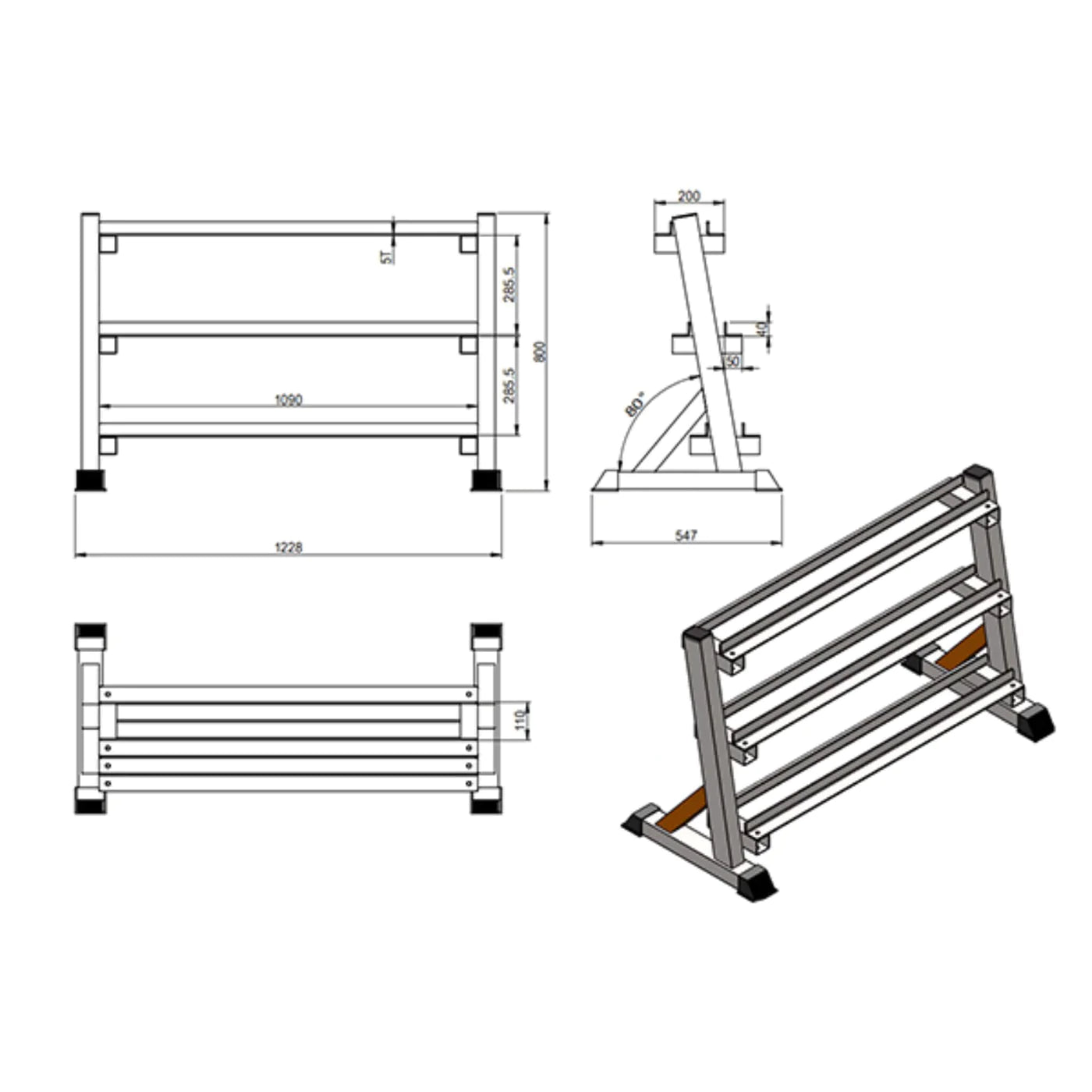 3 Tier Hex Dumbbell Rack GymFitnessUk - Gym Fitness UK