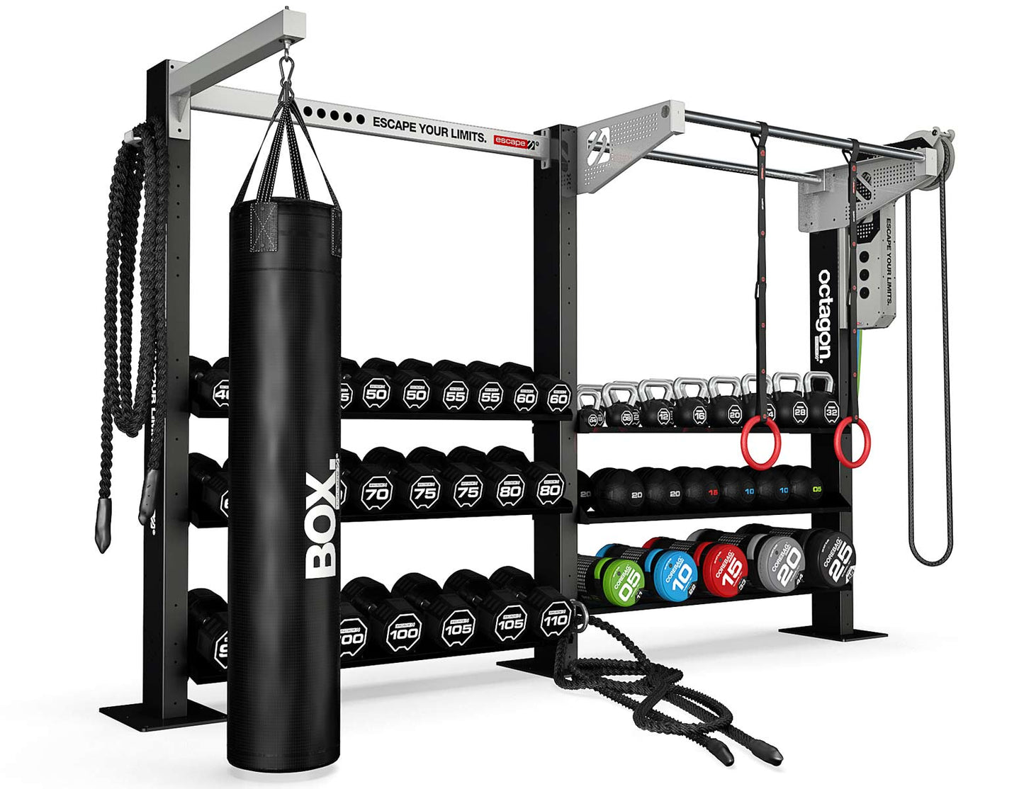 2 Bay Single Sided Bolt Down Frame GymFitnessUk